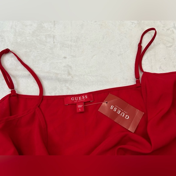 Guess Red Wrap Peplum Blouse - Picture 4 of 9